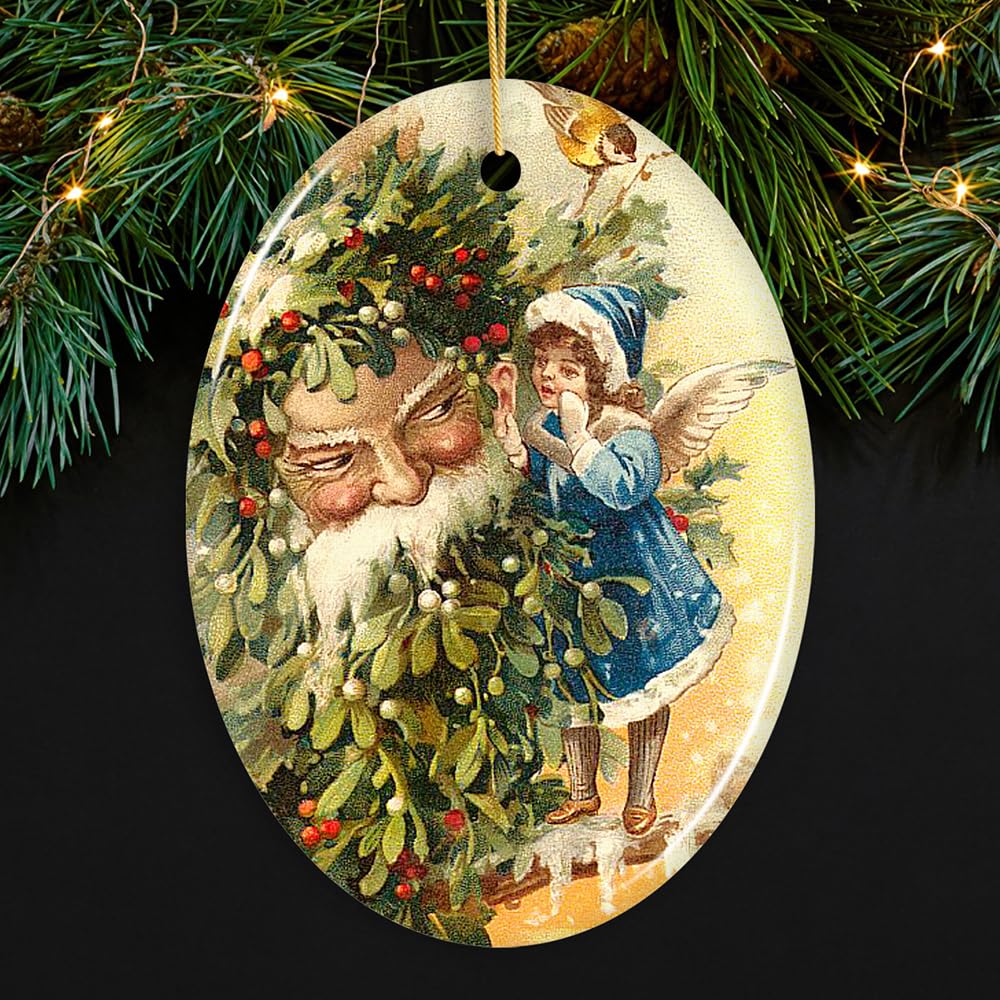 * vintage ornament SET ୨୧ お馬さんのいるオーナメント Amazon.com: Little Angel and Father Santa Claus Victorian