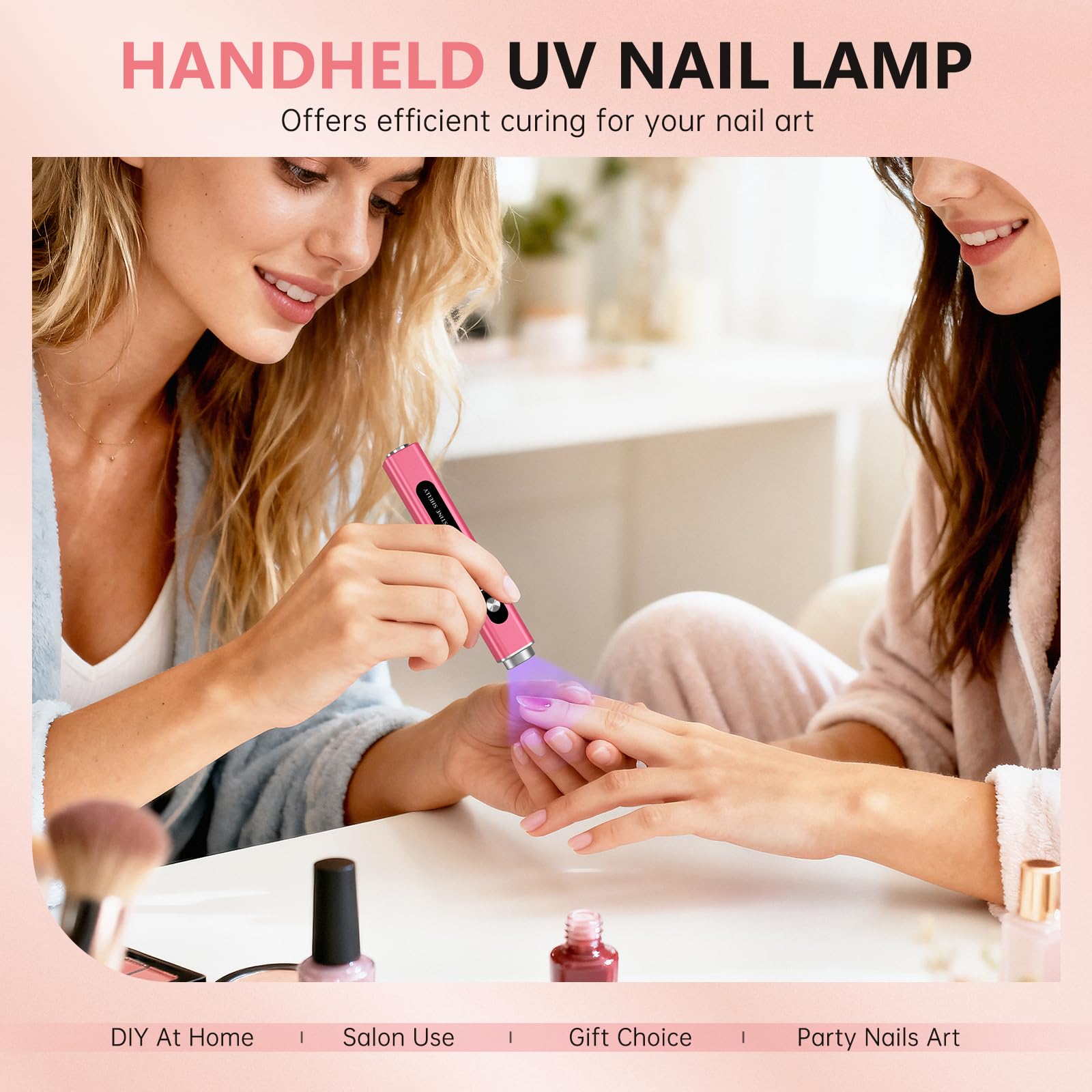 UV Lamps for Gel Nails CHRISTINE SHELLY Handheld 3 in 1 LED Nail Light Cat Eye Magnet Flash Cure Lamp Nail Stamp LCD Display Rechargeable Nail Dryer with 3 Timers for Gel Polish Home DIY - Image 2