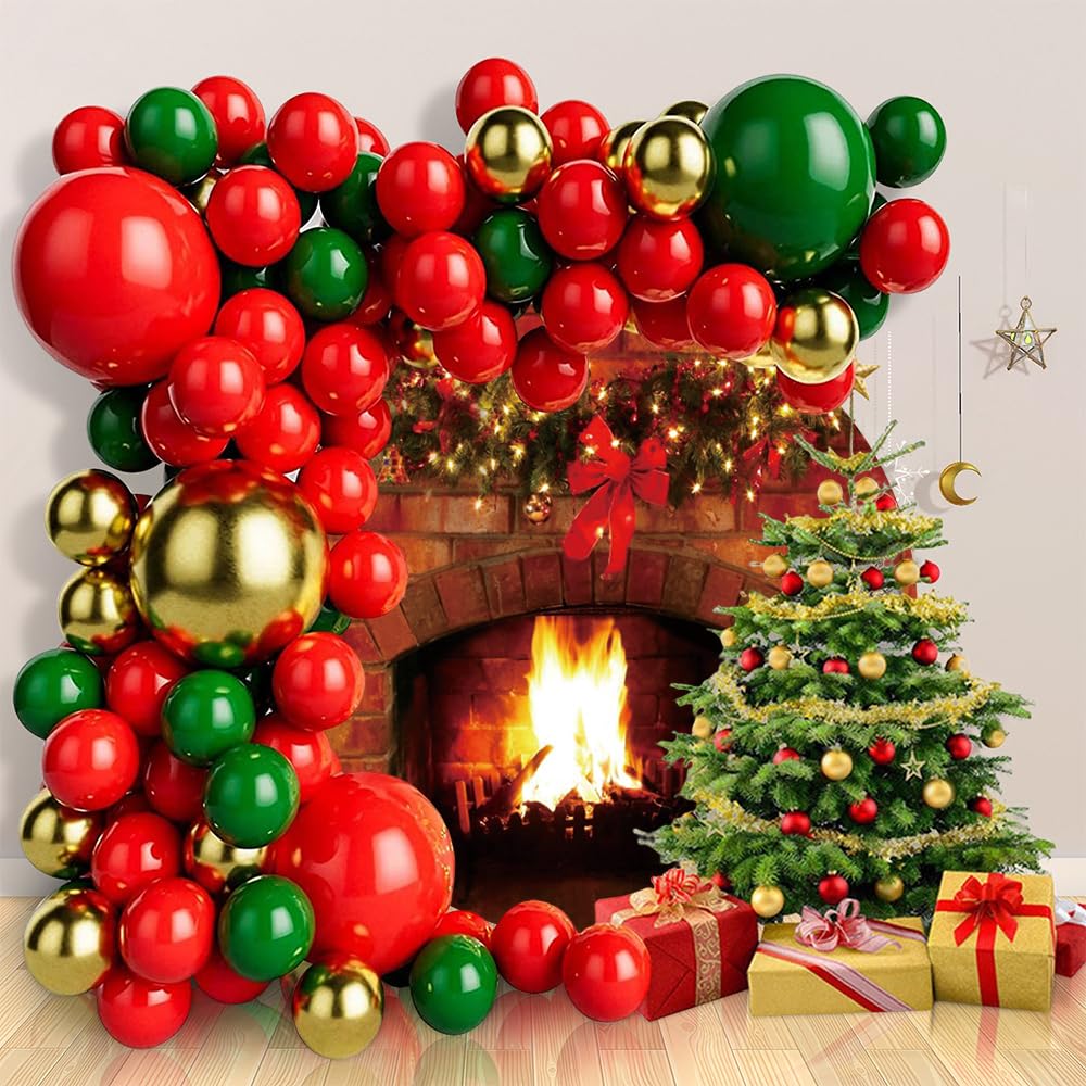Christmas Kitchen Cabinets Photography Background Dining Red Cabinets Dishes Kitchen Christmas Backdrops Kid Children Portrait Party Decorations Backdrop Studio Banner,7x5feet