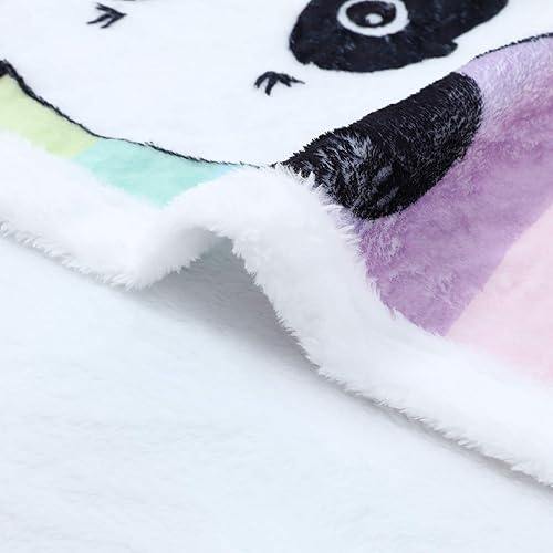 Miniatura 7 de Sviuse Manta de franela de vellón de panda arcoíris, manta ligera con patrón de pandas de dibujos animados para cama, sofá, viajes, niños y niñas,