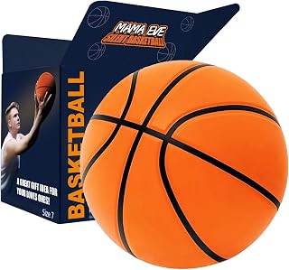 Silent Basketball Size7, New Upgraded Weight 600g Grooved Airless Indoor Basketball, Non-derforming Package, Real Feel & Bounce Like Official Ball, Quiet Dribbling Indoor Training