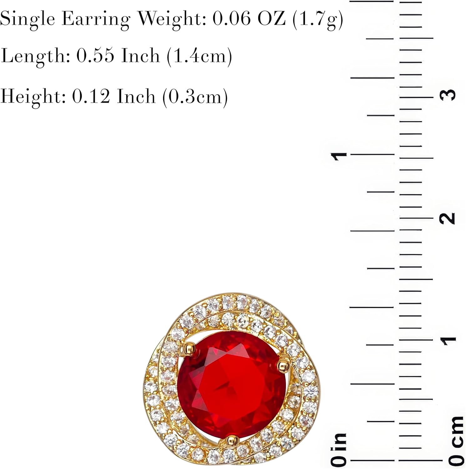 18K Gold Plated Ruby Red Stud Earrings for Women, Double Halo Cubic Zirconia Crystal Jewelry, Lightweight Hypoallergenic Earrings Gift for Girlfriend, Wife, Wedding or Birthday - Image 6