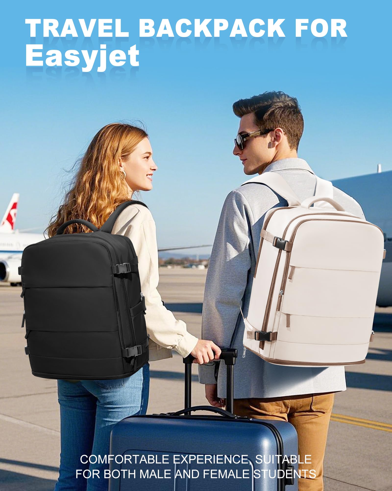 SZLX Zaino Ryanair 40x20x25 Donna Zaino da Viaggio 40x30x20 Sottovuoto con pompa Bagaglio a Mano Sottovuoto Uomo Borse da Cabina 45x36x20 Easyjet con scomparto per scarpe per Laptop da 14 Pollici