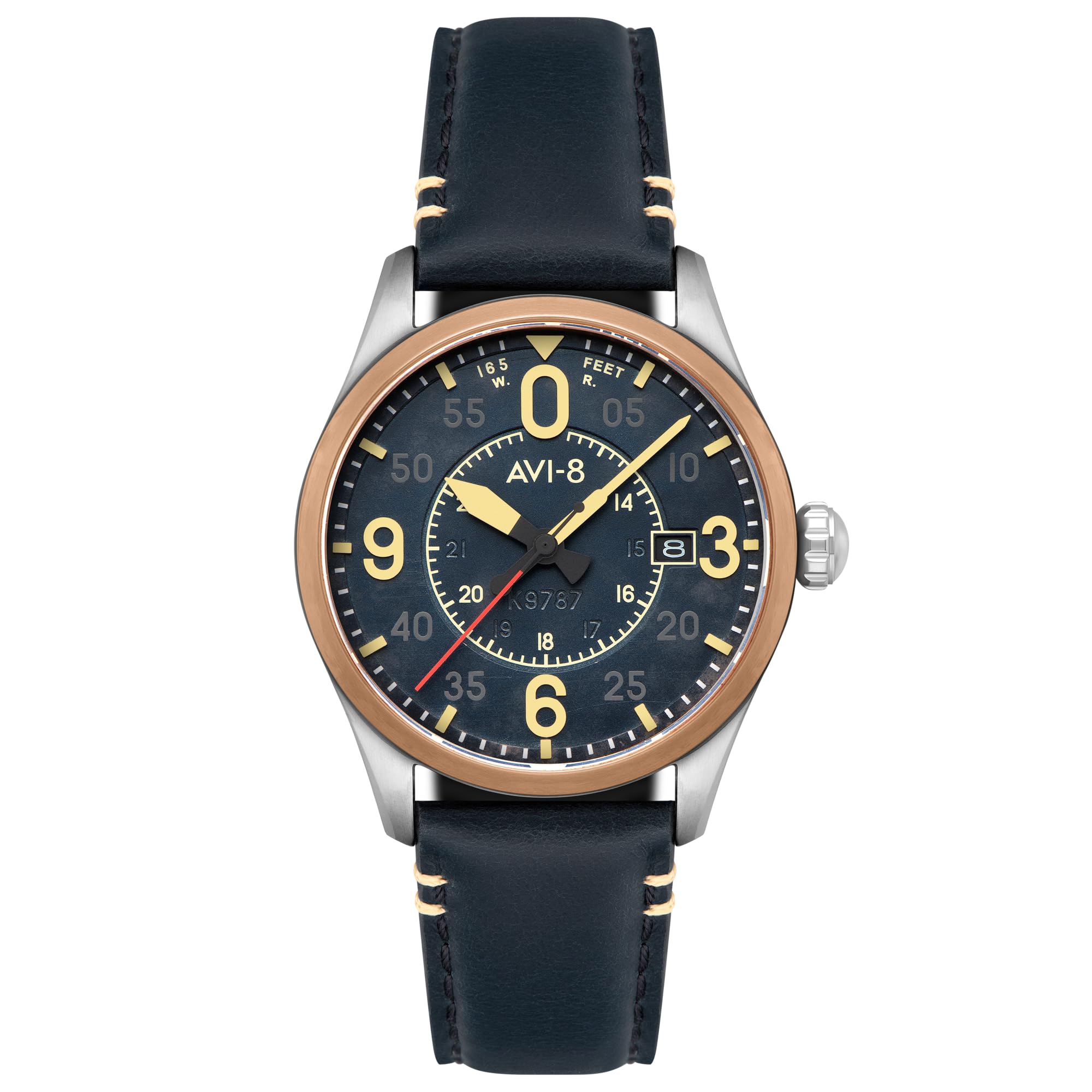 AVI-8 Herren 42mm Spitfire Smith Automatik Uhr mit Lederarmband AV-4090