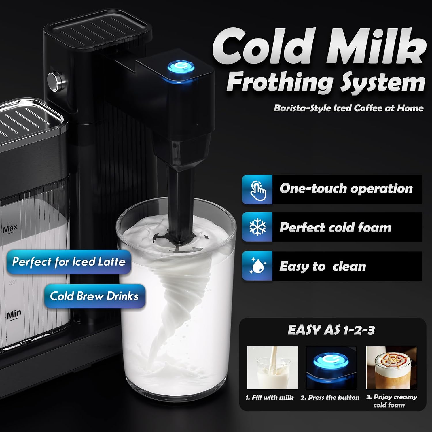 Espresso Machine with Automatic Milk Frother&Cold Milk Frother