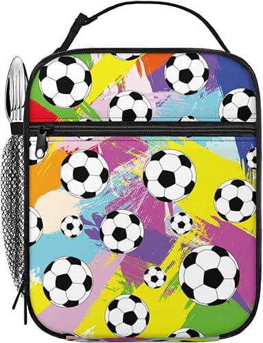 Lonchera de fútbol con aislamiento térmico para mujeres y hombres, bolsa reutilizable con bolsillo frontal para trabajo, picnic, viajes, camping
