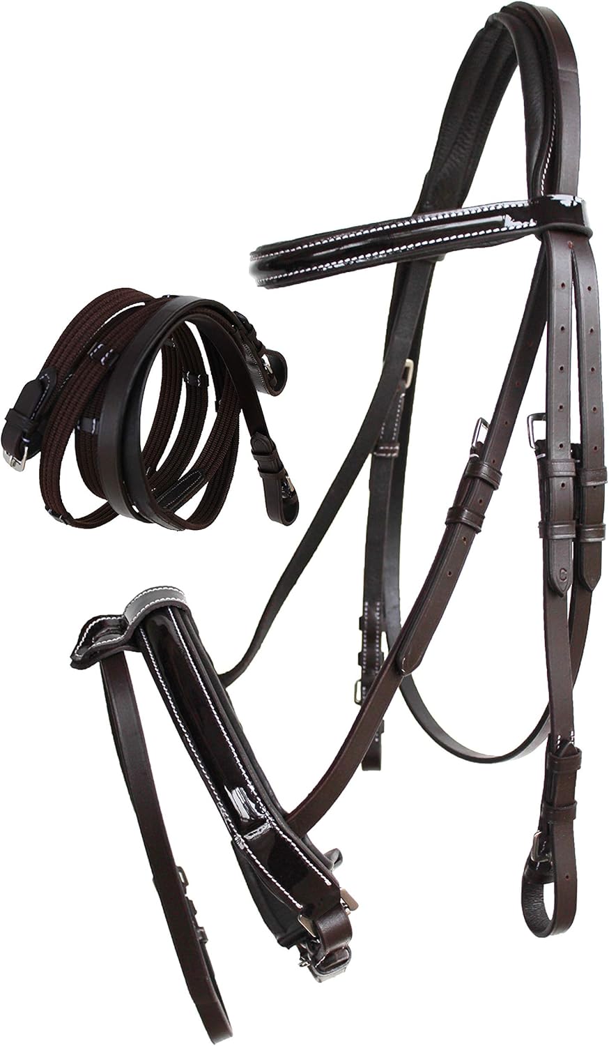 CHALLENGER Horse English Brown All-Purpose Trail Pleasure Leather Bridle Reins 805EB06BR-F