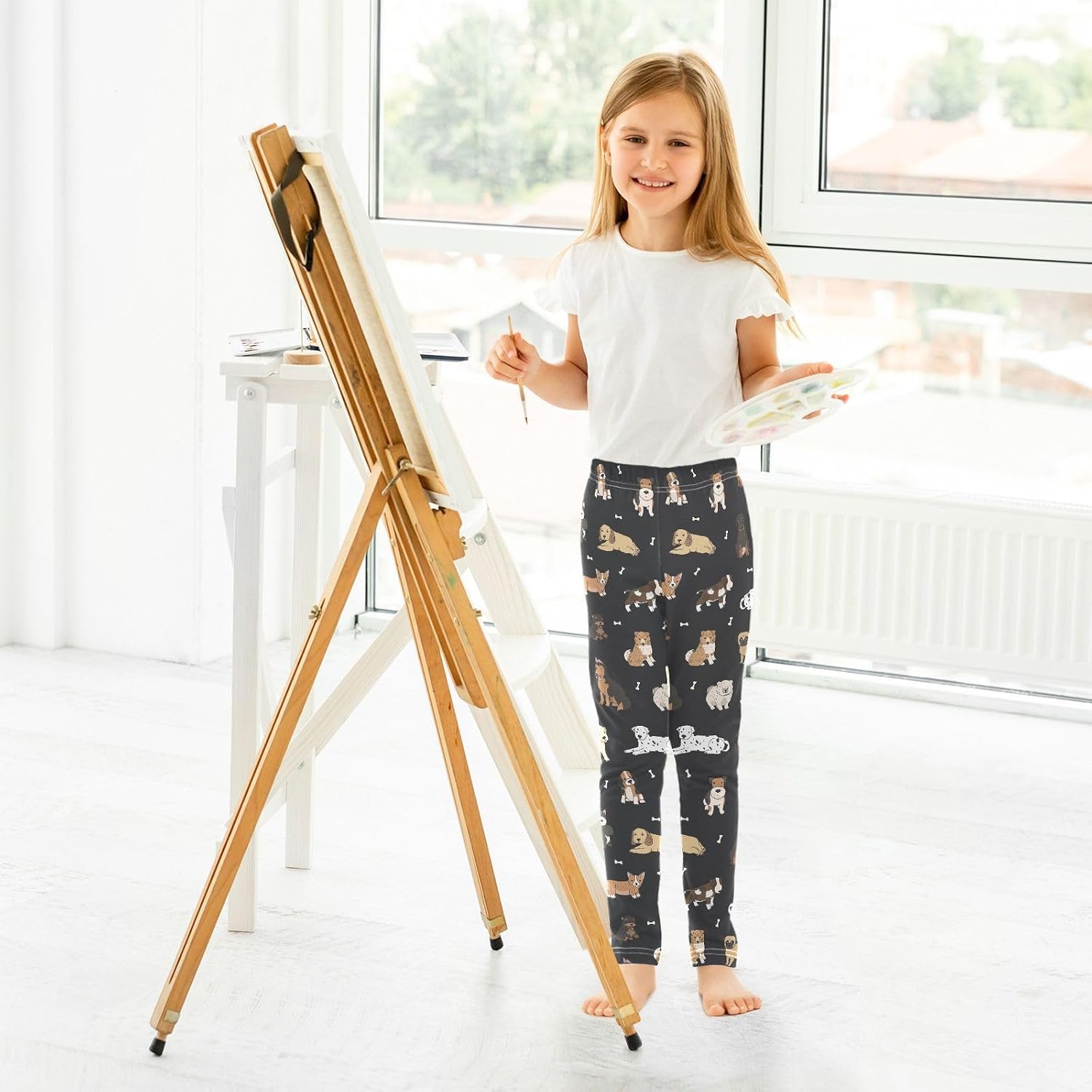 CaTaKu Girls Printed Leggings Toddler Full Length Leggings Stretchy Dance Athletic Pants for Kids Clothes 4-10 Year