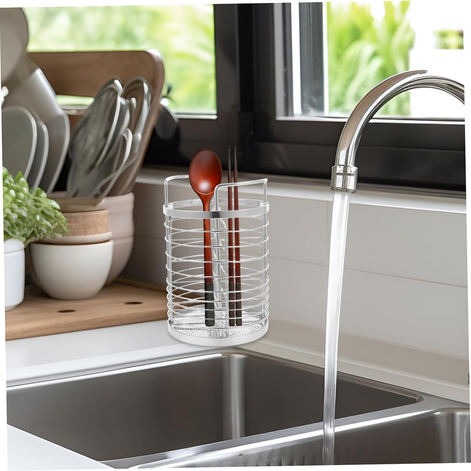 Detachable Stainless Steel Cutlery Holder Multi Utensil Organizer for Kitchen Compact Spoon Chopstick Storage Easy Clean Design for Modern Rustic Spaces