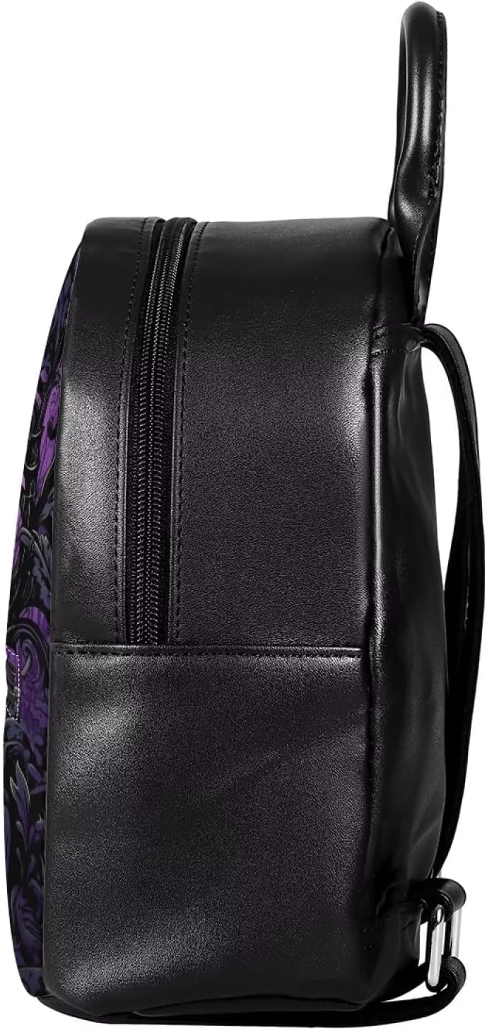 Showudesigns Black Cat Backpack Purse for Women Mini Backpacks Water-Resistant Small Back Pack Shoulder Bag for School Travel Min Casual Daypack Purple