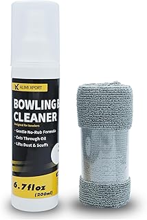 Bowling Ball Cleaner Spray with Microfiber Towel - Removes Oil, Dust & Scuffs, Gentle Formula for All Ball Types, Portable 6.7 fl oz Bottle