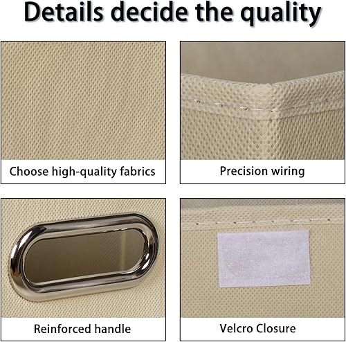 Miniatura 7 de DABEACT Contenedores de almacenamiento de tela con tapas organizadores de armario cesta de almacenamiento plegable con asas para el hogar cajas de