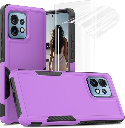 Jeylly Funda 3 en 1 para Moto Edge+ Plus 2023, con 2 protectores de pantalla flexibles hĂbridos de plástico duro de silicona suave, a prueba de Jeylly Funda 3 en 1 para Moto Edge+ Plus 2023, con 2 protectores de pantalla flexibles hĂbridos de plástico duro de silicona suave, a prueba de