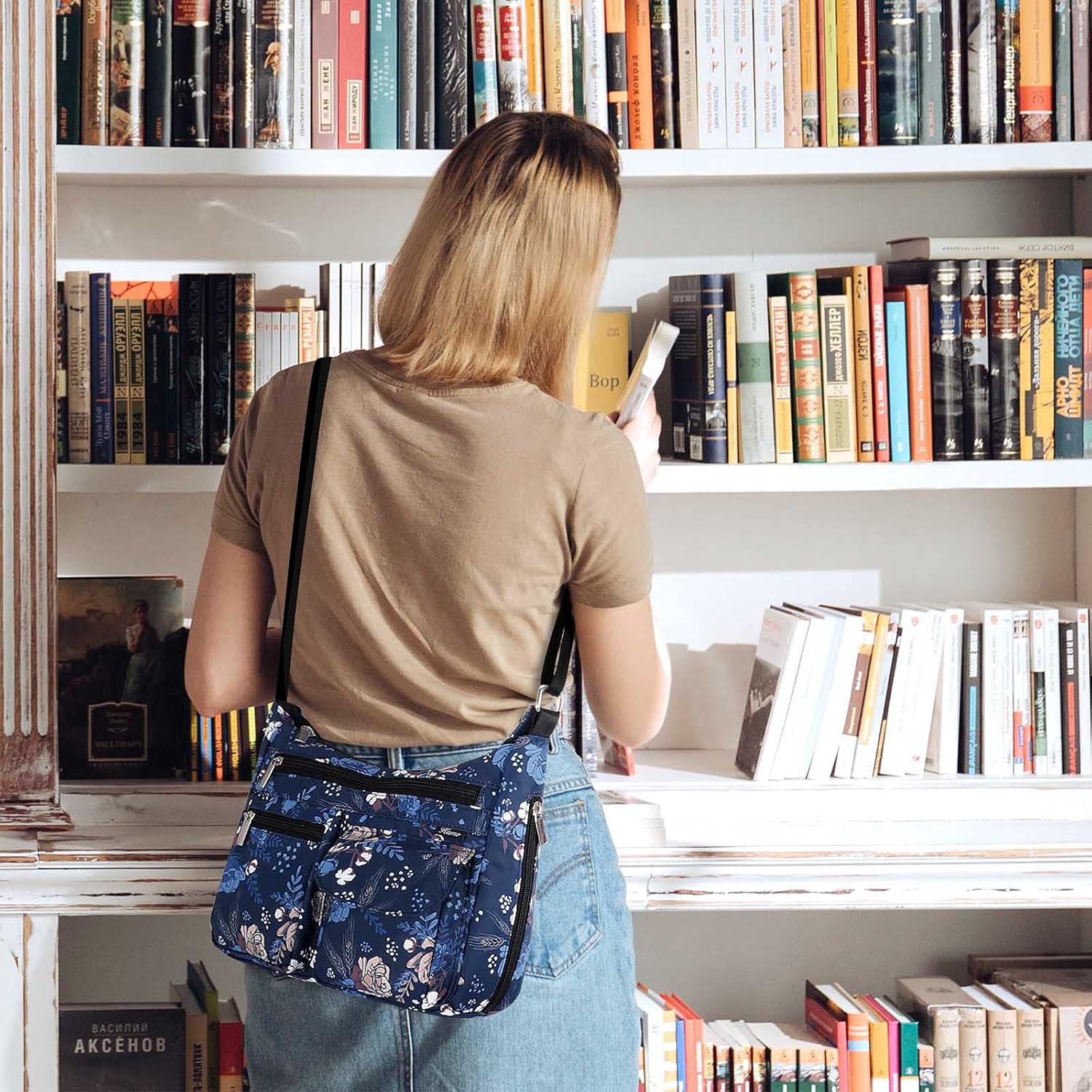 Kamo Crossbody for Women - Multi-pocket Shoulder Lightweight Messenger Casual Printed Purse Handbag Travel Bag - Image 6