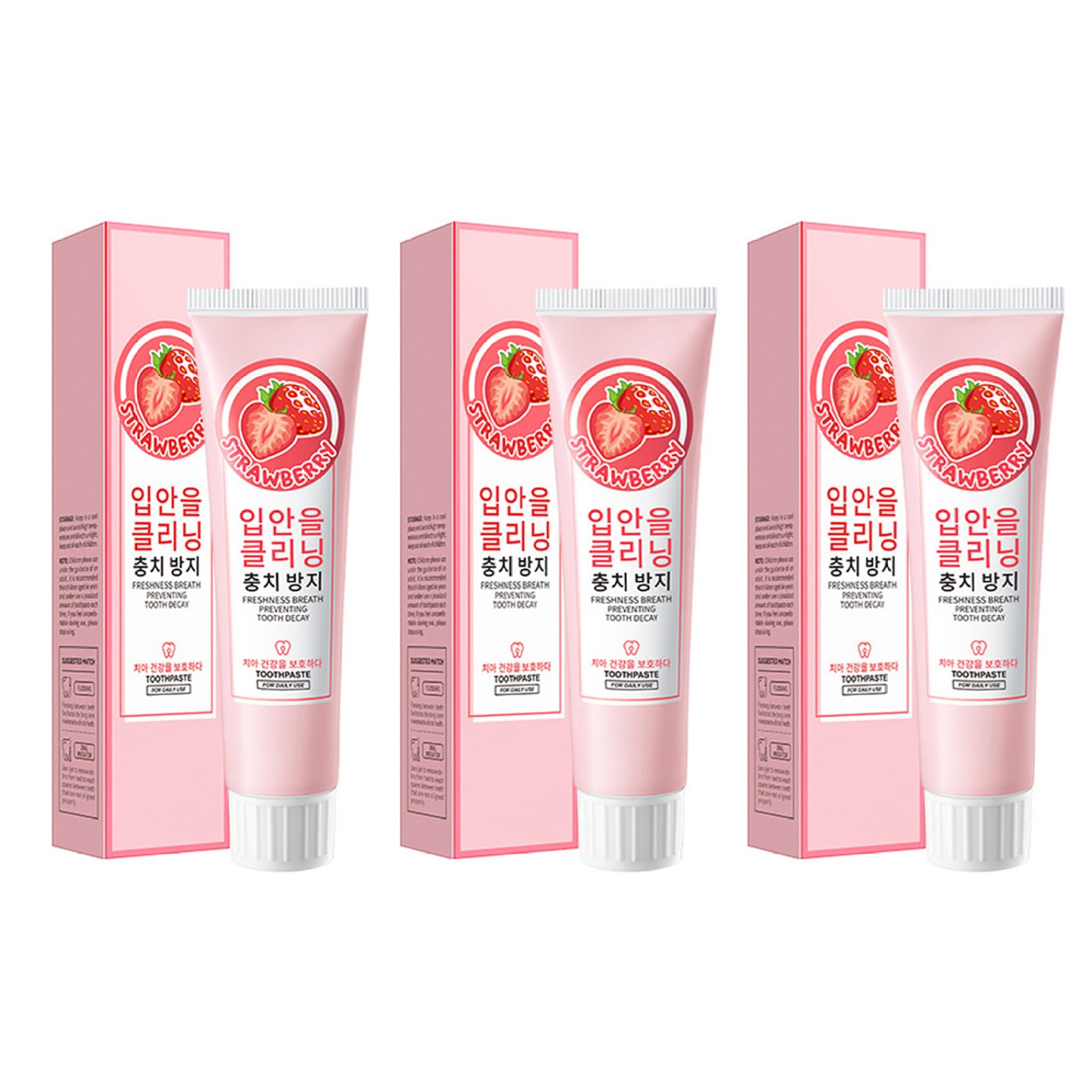 Fresh Breath Stain Removal Toothpaste Trio Fruit Flavor Daily Deep Cleaning for Oral Care Strawberry One Size