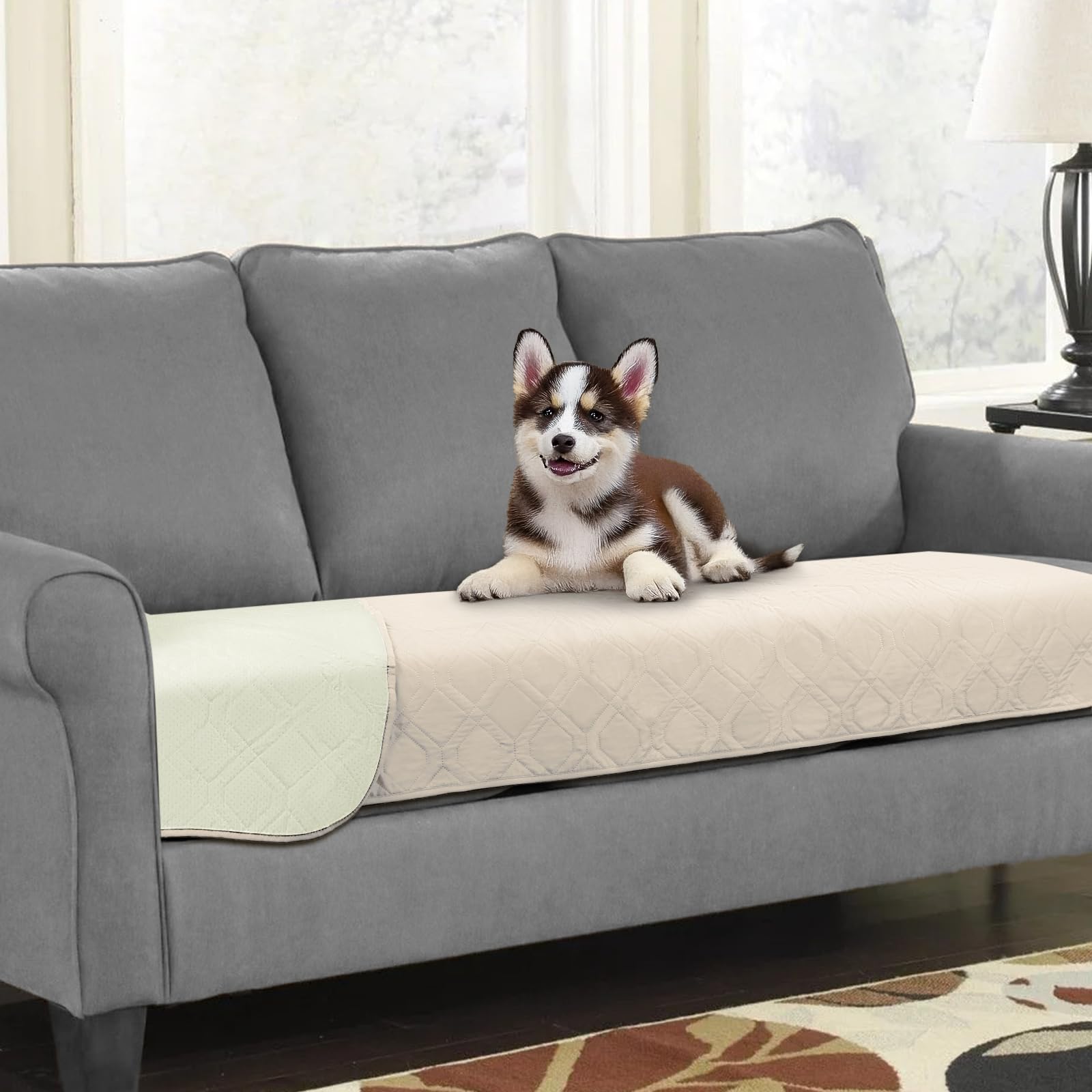 Waterproof Sofa Cover Bed Cover | Pet Cover, Sofa Furniture Cover, Machine Washable, Suitable for Dogs, Cats, Cream, 76 x 190 cm