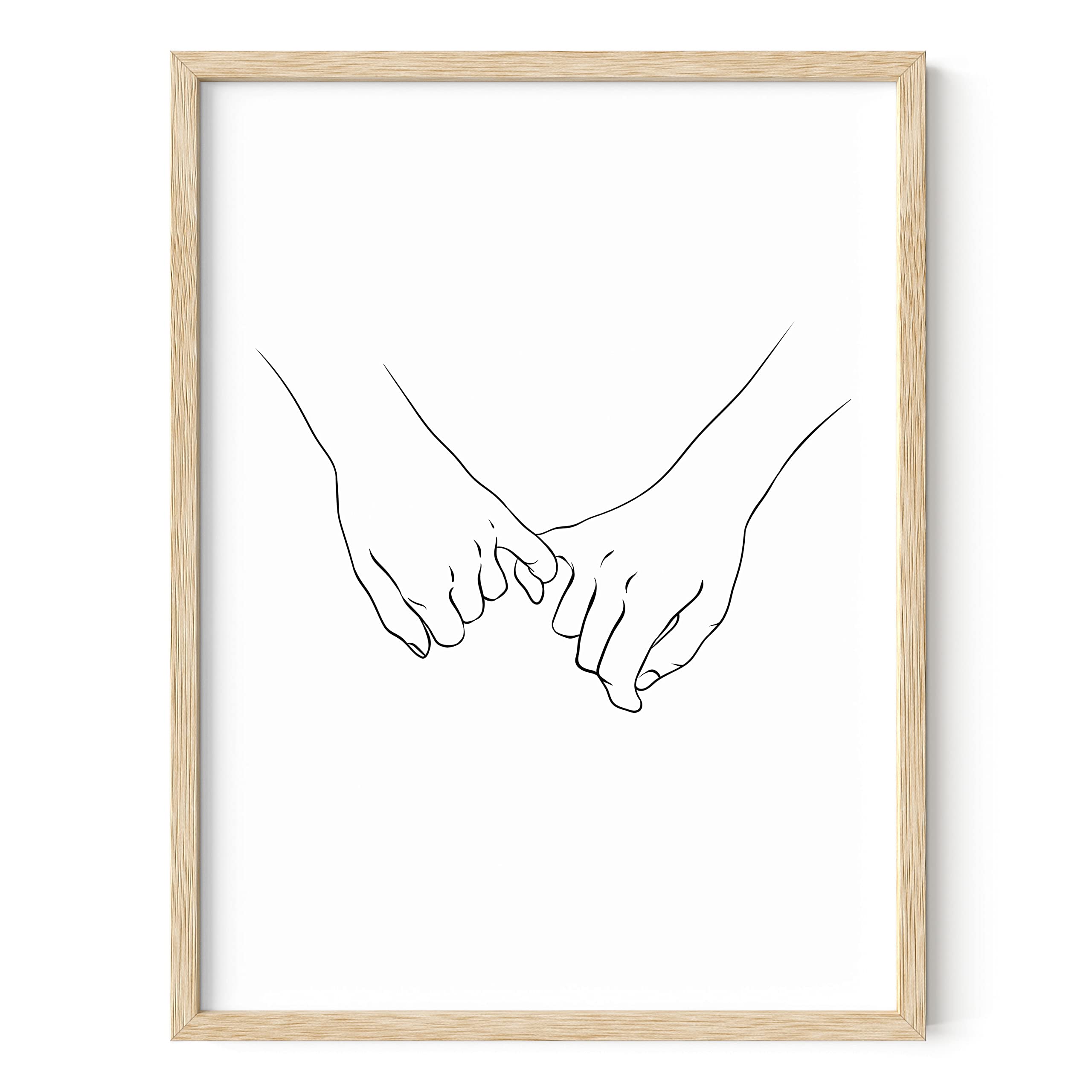 HAUS AND HUES Pinky Promise Wall Art Line Drawings Modern Wall Art Contemporary Decor Pictures for Bedroom Wall Decor Aesthetic Holding Pinkies Line Wall Art UNFRAMED 12” x 16”