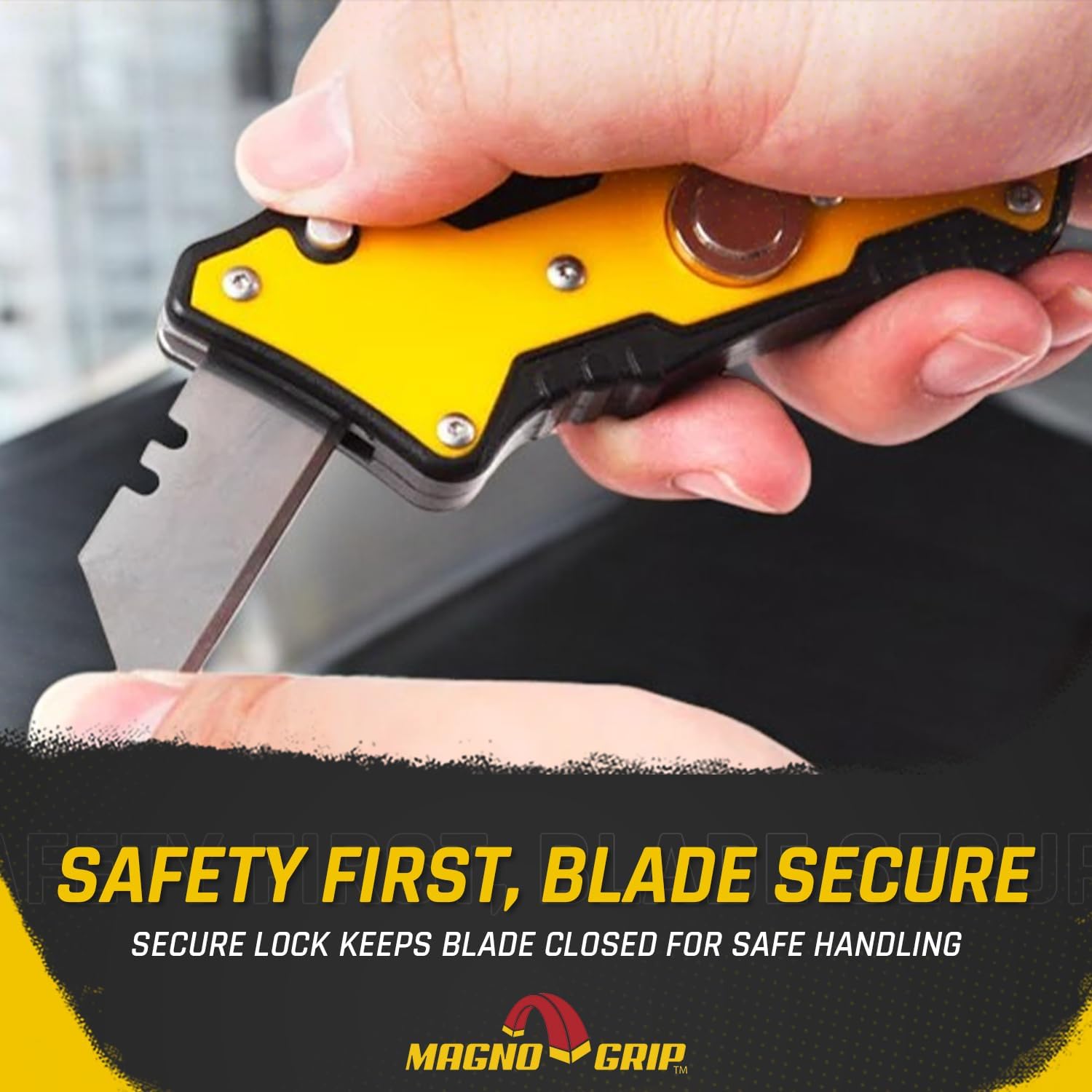 MagnoGrip Quick Snap Magnetic Utility Knife – Heavy-Duty Retractable Box Cutter with Quick Blade Change, Magnetic Holder, Ergonomic Grip & Safety Lock – Ideal for DIY, HVAC & Industrial Use.