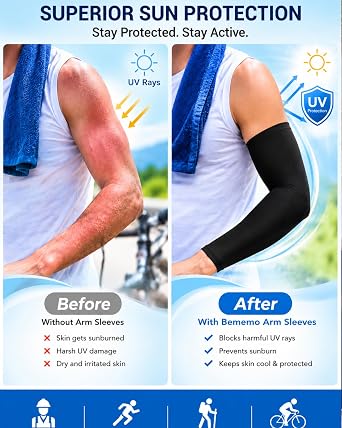 Bememo 16 Pairs Sun Protection Arm Sleeve Tattoo Cover for Men