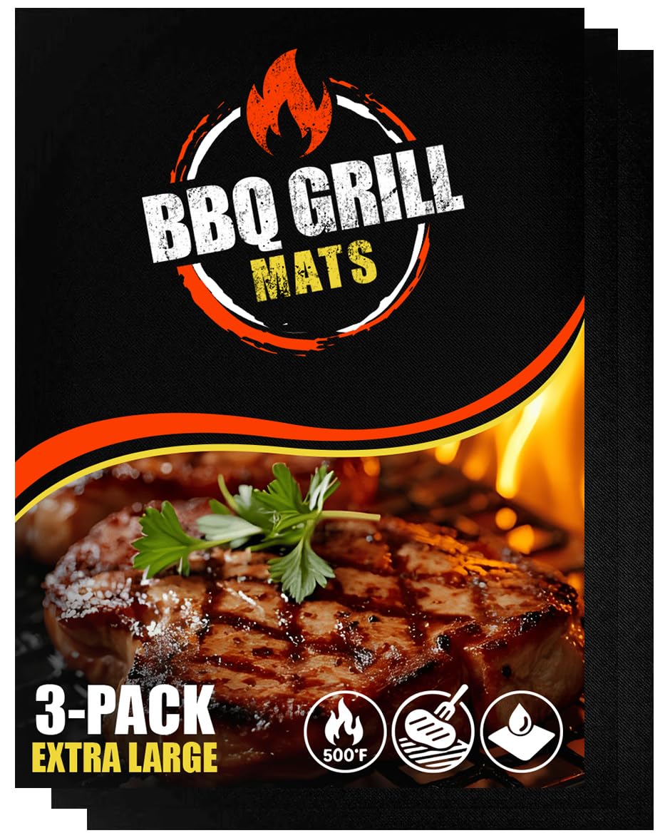 Linda's Essentials Extra Large Grill Mats for Outdoor Grill Mat (3 Pack) - Reusable Heat-Resistant Grilling Mats for Outdoor Grill, Non Stick Grill Matt, Easy Clean BBQ Mats for Outdoor Grills