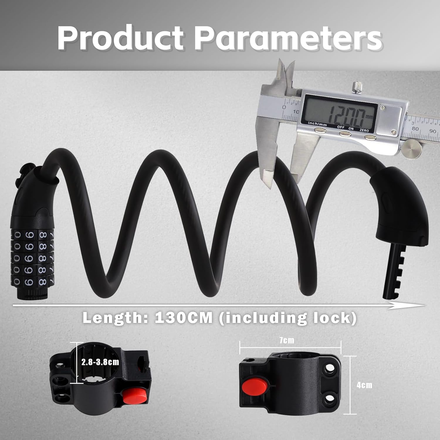 バイクロック ケーブル バイクロック 4フィート ベーシック 盗難防止 セキュリティ 5桁 リセット可能 自転車ロック 取り付けブラ