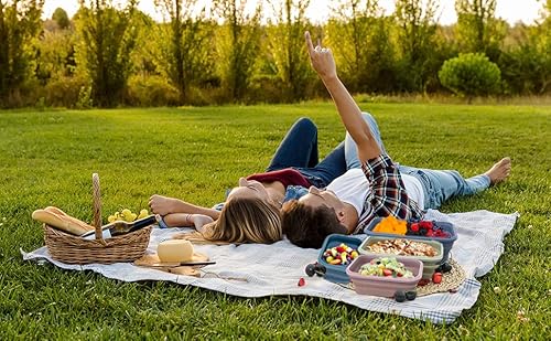 Ykunir Set Of 4 Collapsible Silicone Food Storage Containers With Lids, Stackable Meal Prep Lunch Box Container,Flat Stacks Travel Food Containers -Microwave, Freezer,Dishwasher Safe, Bpa Free #TOP6