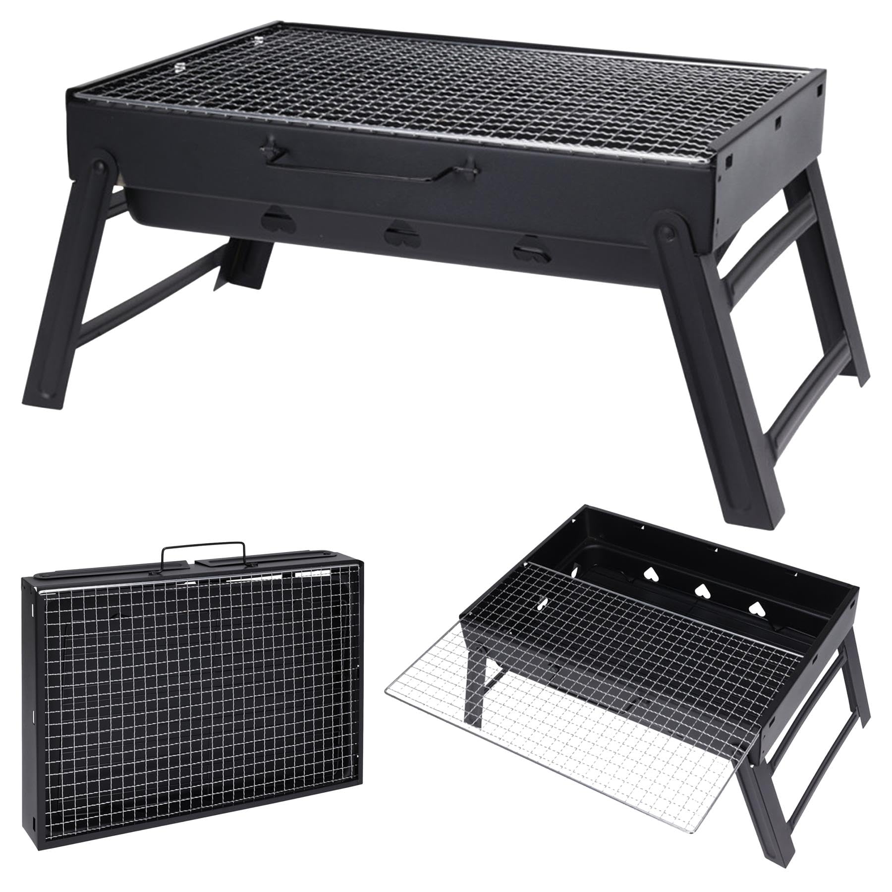 Geezy Portable Folding Bbq Grill Steel Charcoal Barbecue Outdoor Travel Garden Picnic