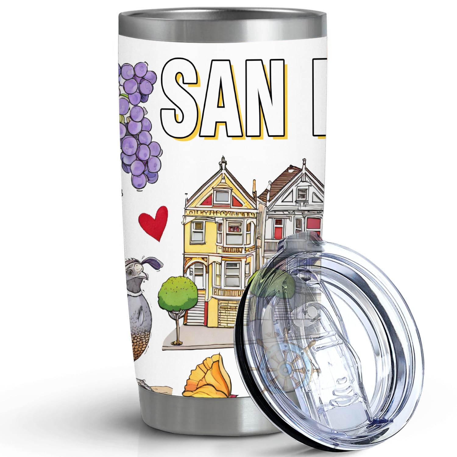 City Travel Mug for City Lover,20oz Double Wall Tumbler Vacuum Insulated Stainless Steel Coffee Cups (San Francisco)