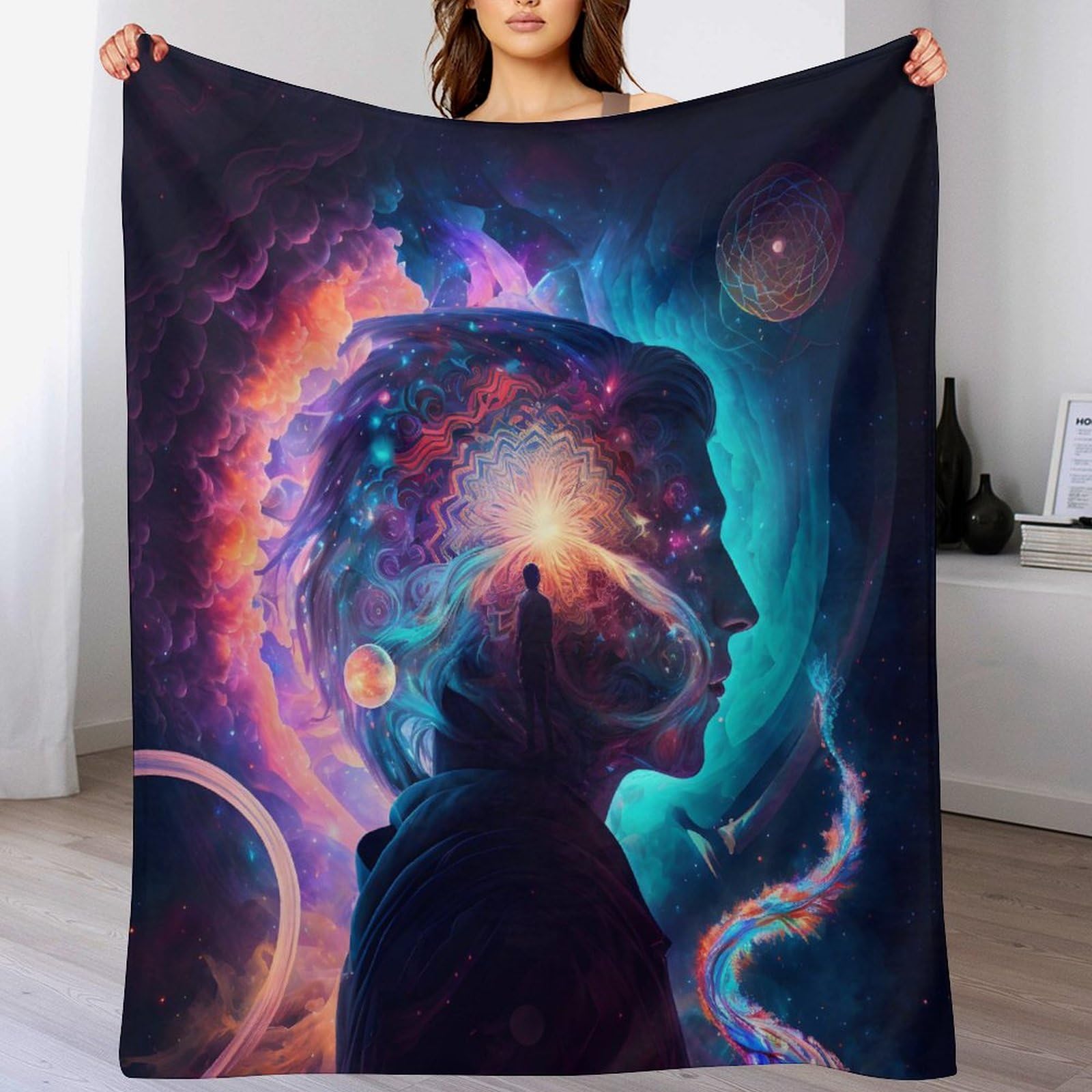 Plaid polaire doux et chaud flanelle thermorégulatrice pour lit et voyage astral