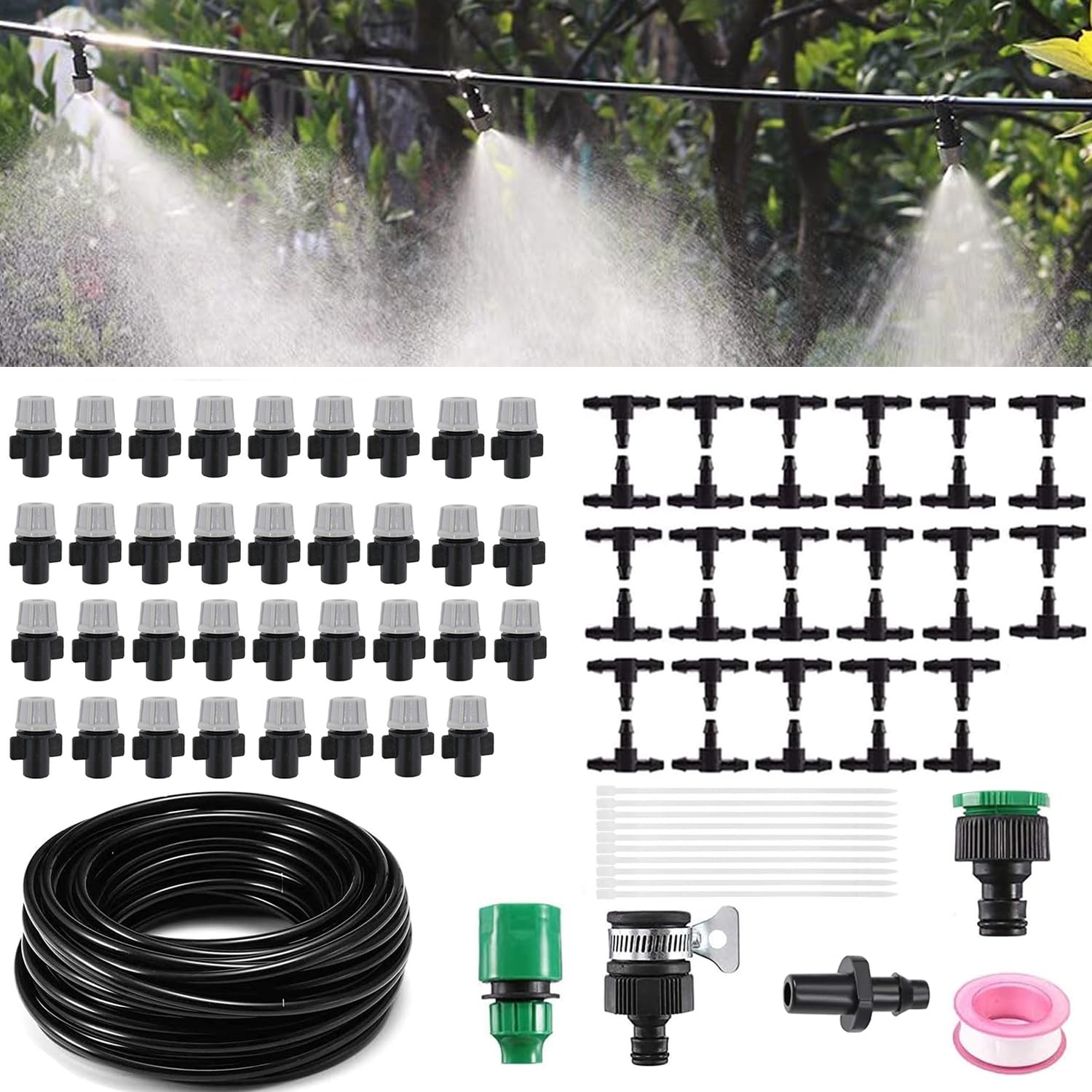 Modfied 30M 自動散水セット、噴霧ノズル、DIY灌漑システム、調整可能なドリッパー 散水用具 散水灌漑 散水ホース ガーデン 花 植物 盆栽用 家庭園芸 (30M)