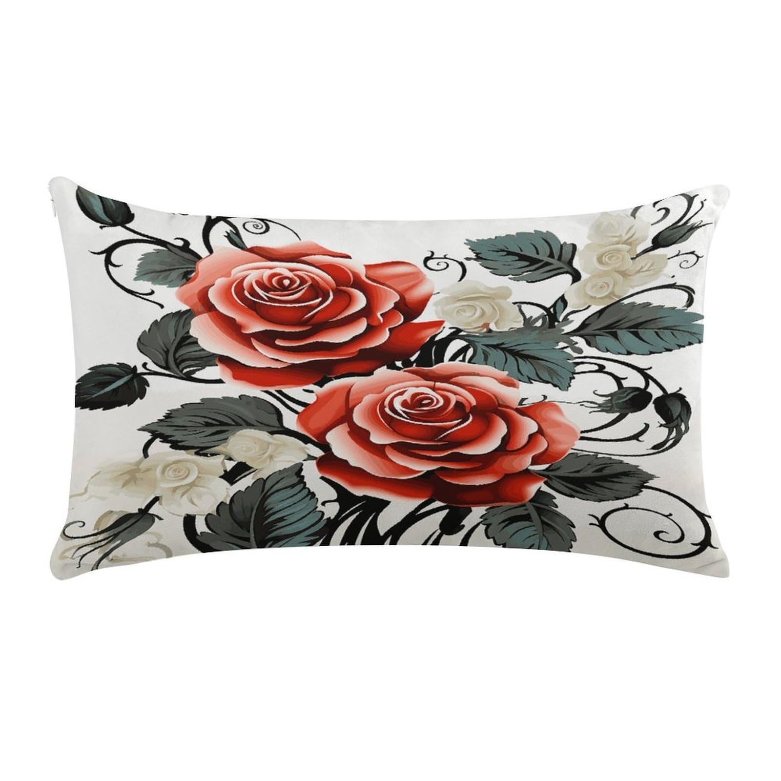 MUSM Floral Rose Ivy with Leaves Spring Throw Pillow Cover Long Super Soft Pillowcase Luxury Plush Pillowcase Decorative Pillow Shams Anti-Fading Pillow Case Cushion Covers Cozy Pillow Protector