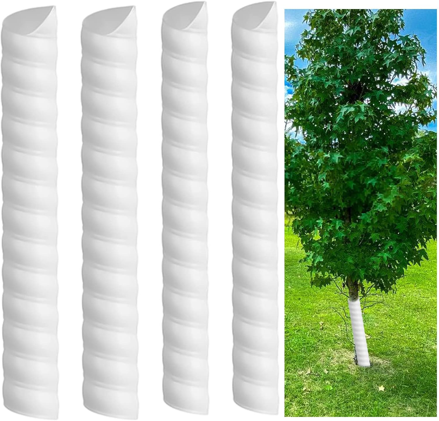 YIDM Spiral Tree Trunk Protector 4 Pieces Flexible Tree