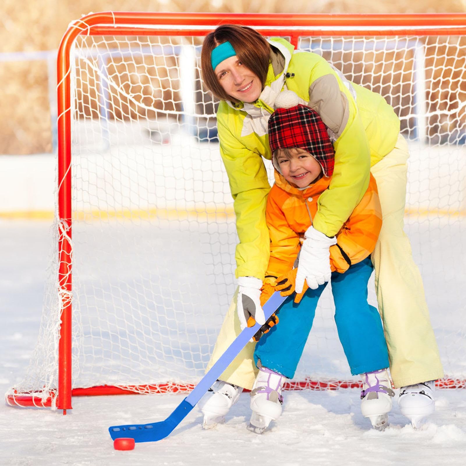 Ensemble de Crosses de Hockey sur Glace pour - Crosse de Hockey et balles - Jeu de pelouse pour l'intérieur et l'extérieur pour Les, Les Loisirs, Le Sport - Organisateur