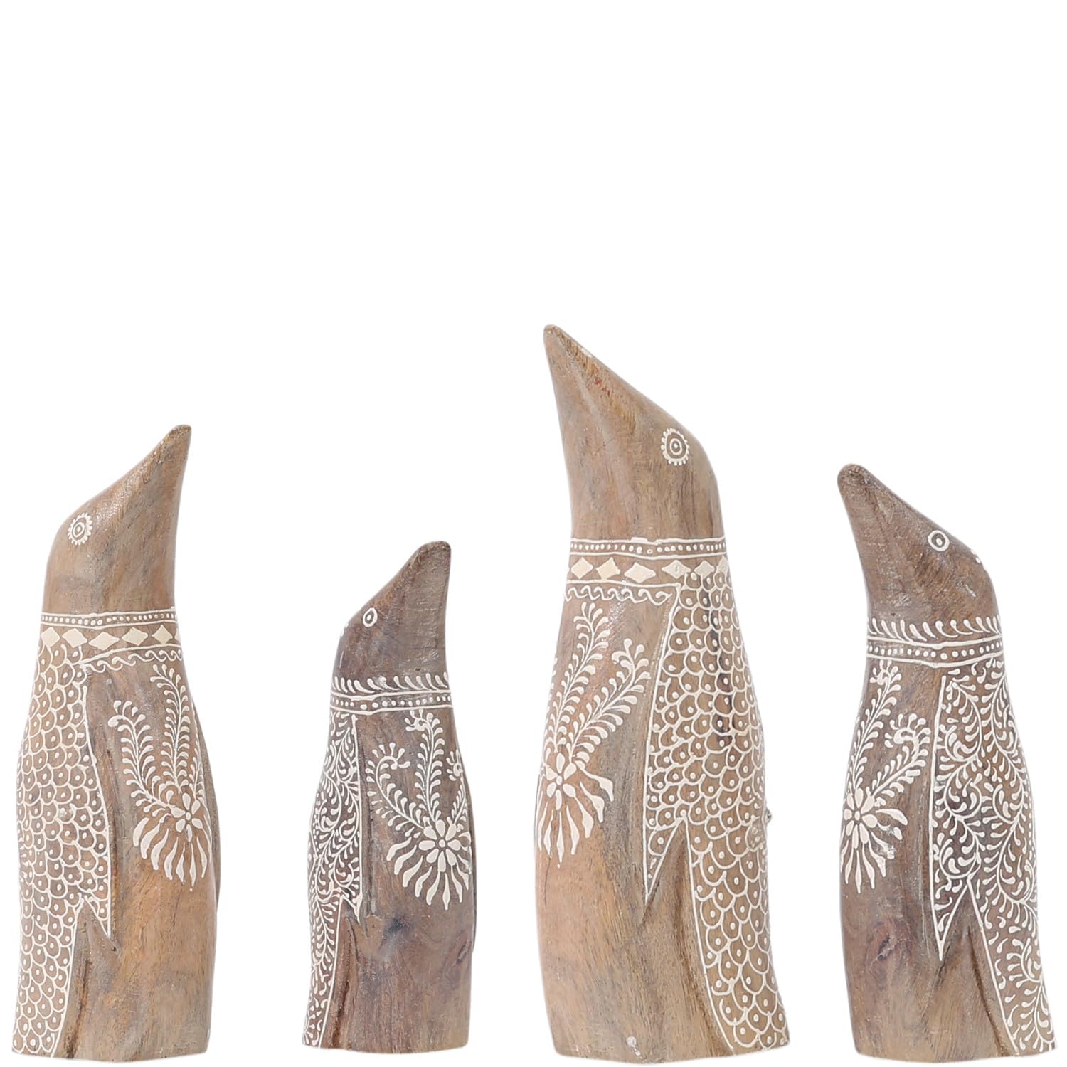 2er Set Boho Tierfigur Pinguin handgefertigt aus Holz 25 cm Dekoration