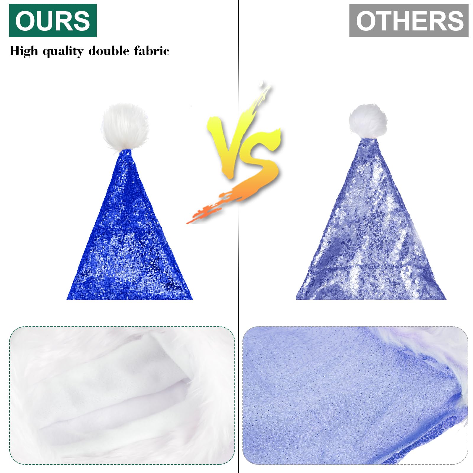 SATINIOR 6 Pièces Chapeau de Père Noël Chapeau de Noël Bonnet de Père Noël pour Adultes Unisexe avec Doublure Bord en Peluche pour Noël Nouvel An