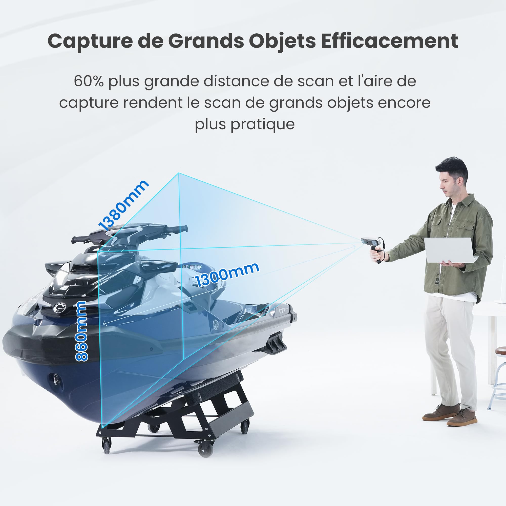 Revopoint RANGE 2 Scanner 3D Portable, Précision 0,1 mm,Scanner de Modèles 3D Portable,Caméra Couleur RGB Intégrée,Pour Scans Corporels & Faciaux, Ingénierie Inverse
