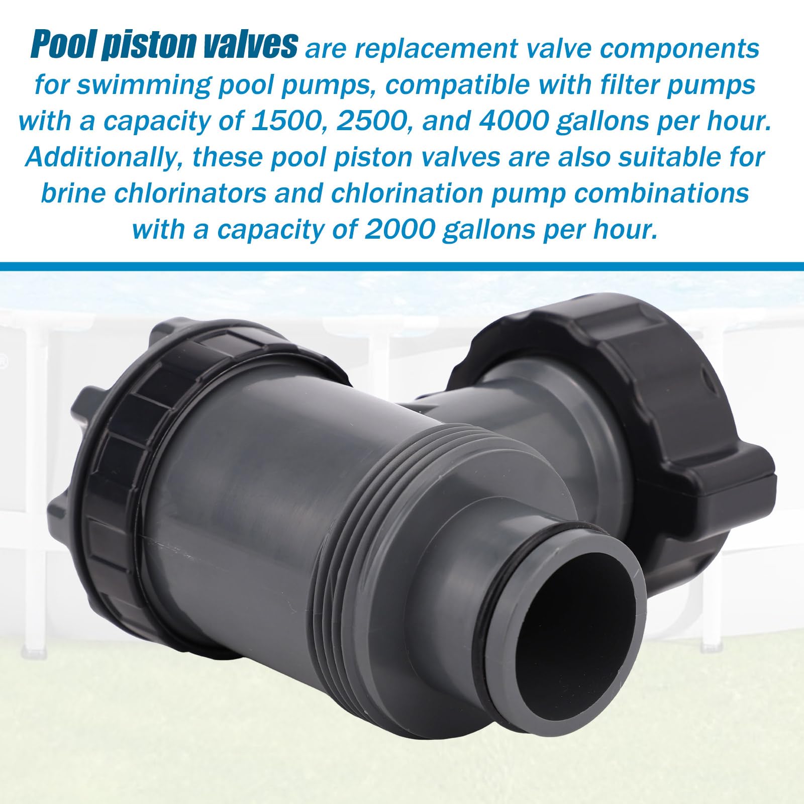 Válvula Émbolo Recambio para Piscina Compatible con Intex, Pieza Recambio de Válvula ABS Negra Compatible con Bombas de Filtro 1500/2500/4000 GPH
