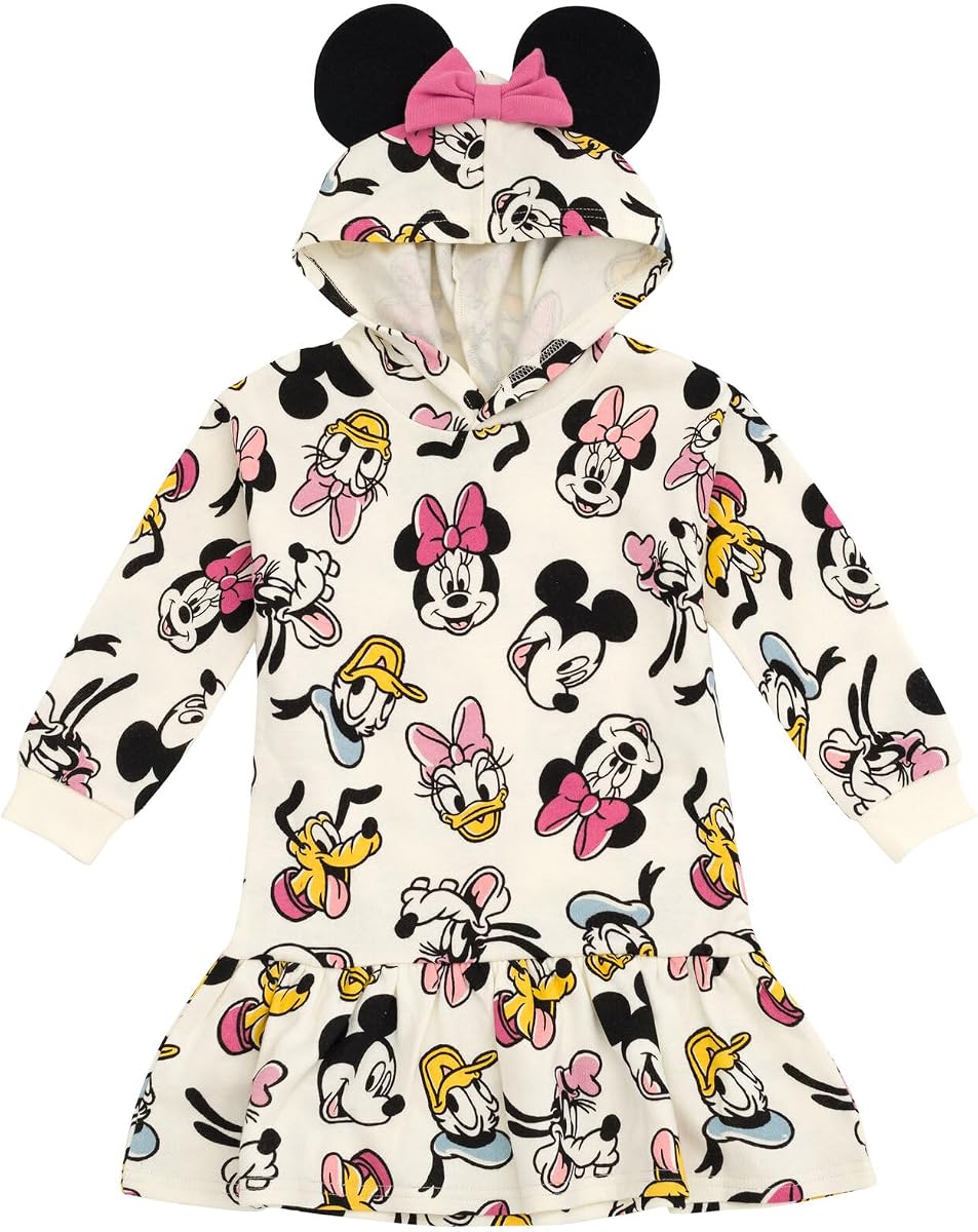 Disney Mickey Mouse & Friends Girls' Cosplay Fleece Hooded Dress for Baby & Kids