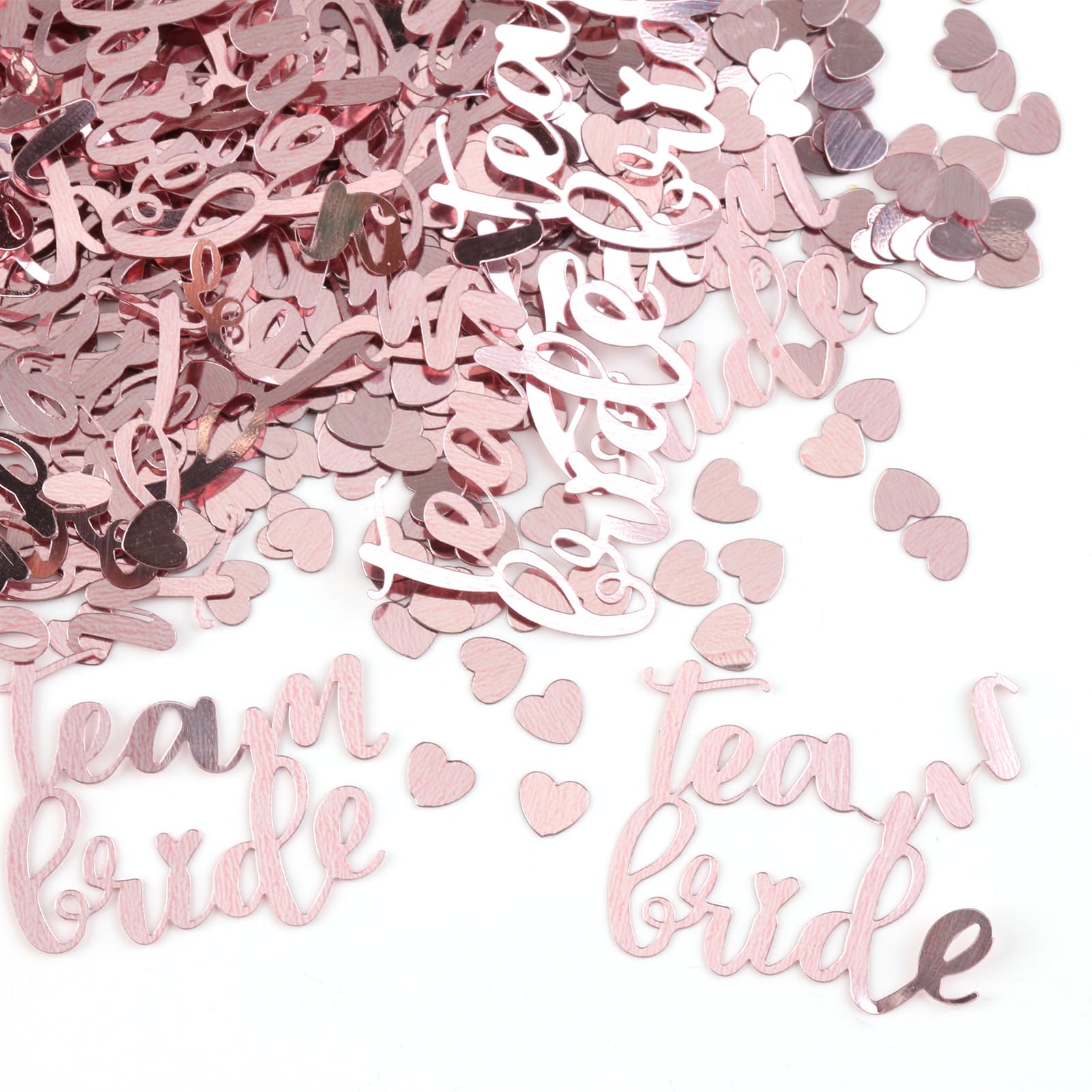 Hen Party Confetti Decorations Team Bride + 6mm Heart Bridal Party Confetti Rose Gold Card to be Bridal Party Decoration for Wedding Hen do Party Decor for Table Decorations Gift Bags Cake Stands