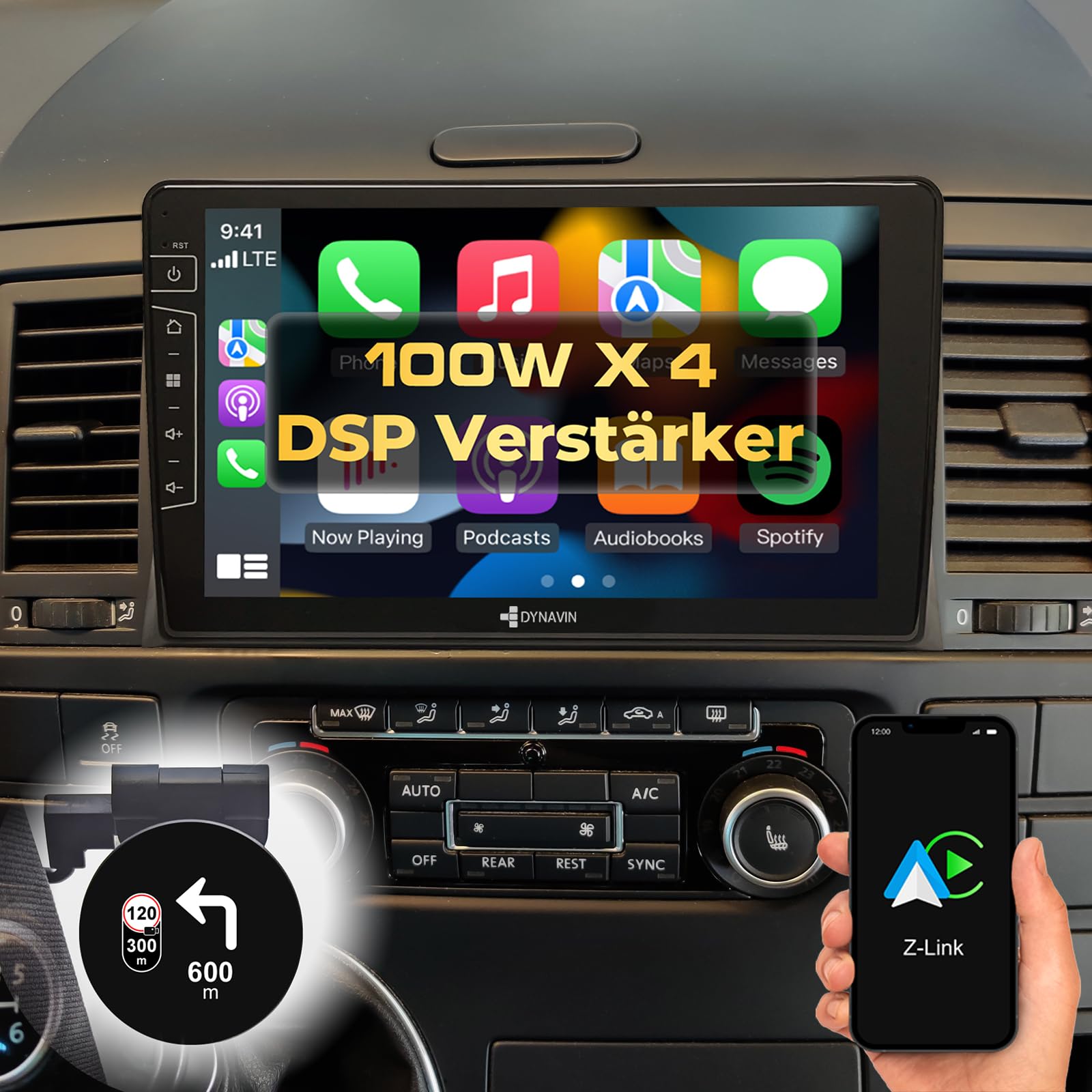 DYNAVIN Android Navigation Autoradio GPS pour VW T5 Multivan California: 9 Pouces Radio avec Wireless CarPlay et Android Auto | Head-up Display | Dab+ Radio: D9-T5 Premium Flex