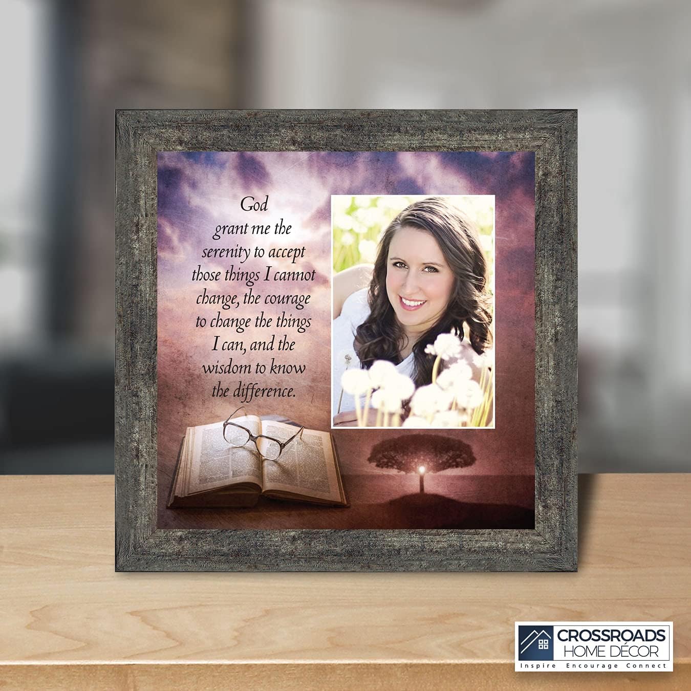 Crossroads Home Décor Serenity Prayer Picture Frame, Serenity Prayer Wall Decor, 6378BW