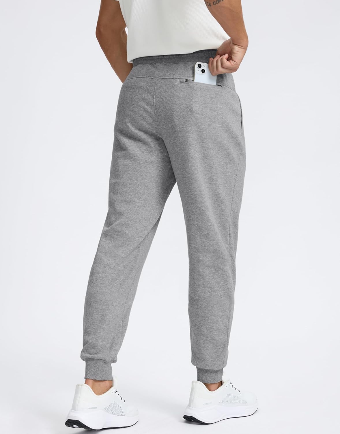 Men's Cotton Fleece Lined Joggers with Zipper Pockets Athletic Workout Gym Lounge Sweatpants Winter Warm Pants - Image 2