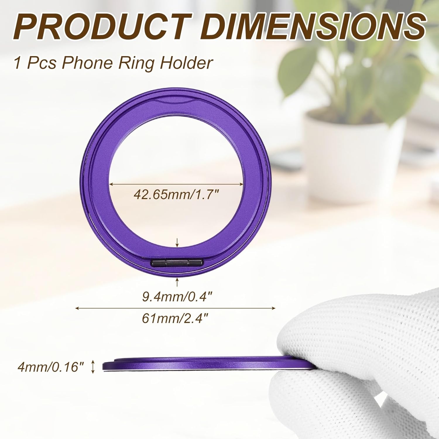 PATIKIL Phone Ring Holder, Metal 360 Rotation Magnetic Phone Grip Holder Stand with Adhesive Backing Smartphone Finger Grip Kickstand for Tablet Case Car Mount Accessory, Purple - Image 2