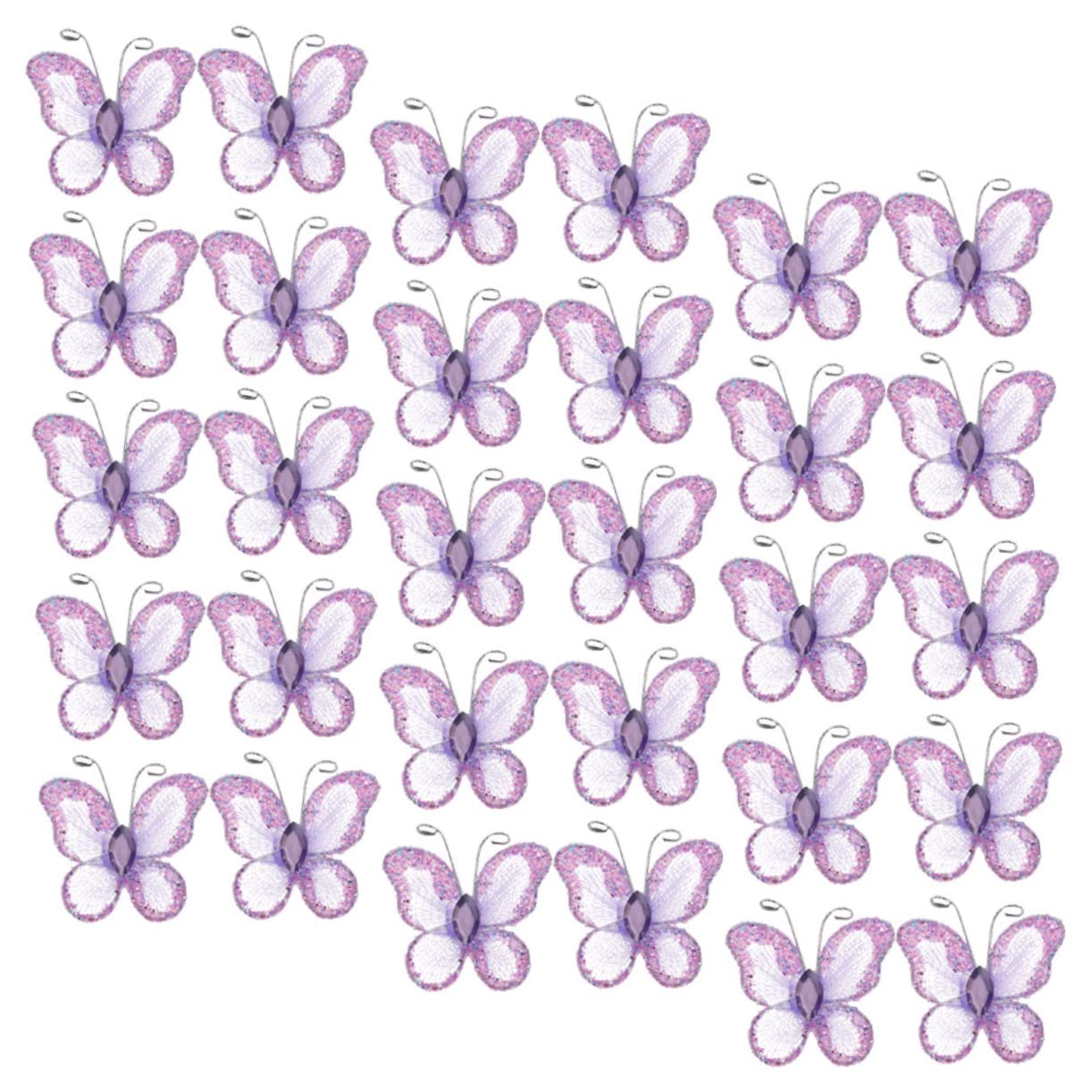 ABOOFAN 300 Stk Retikulierter Schmetterling Mädchenzimmerdekorationen Glitzer-schmetterlingsjuwel Mesh-schmetterlinge Schmetterling Für Blumensträuße Schmetterling Aus Draht Violett Stoff