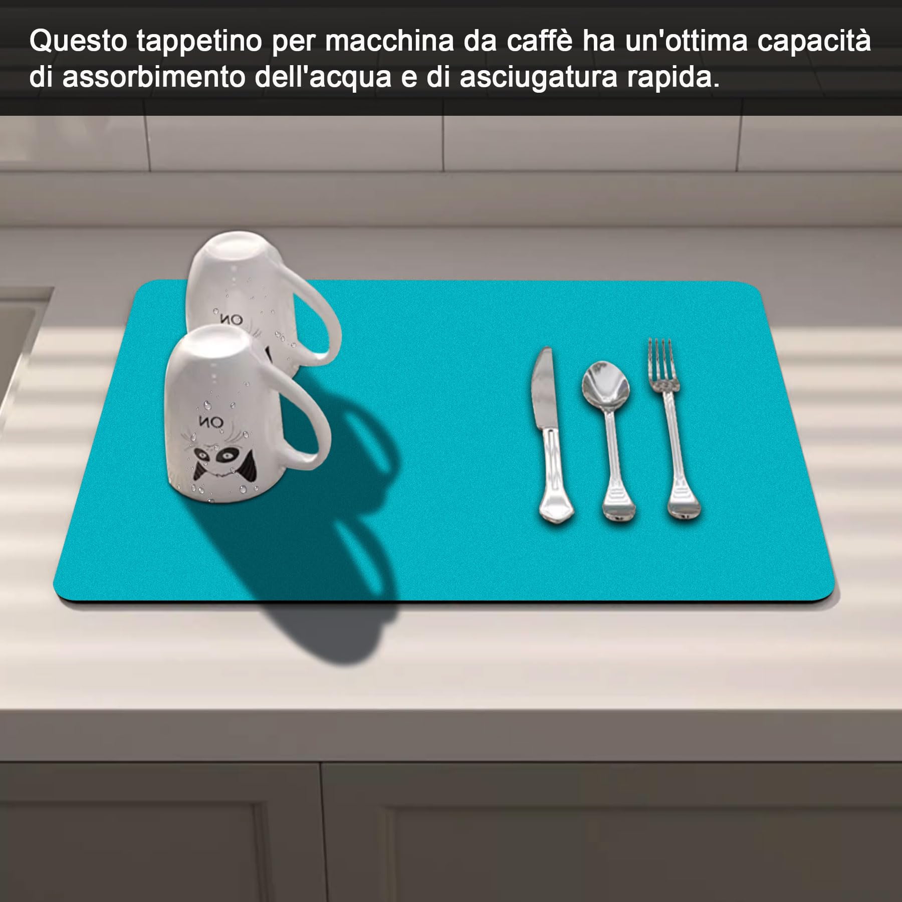 Tappetino Scolapiatti Super Assorbente 40x50cm - Per Lavello, Macchina Caffè E Animali - Foto 2