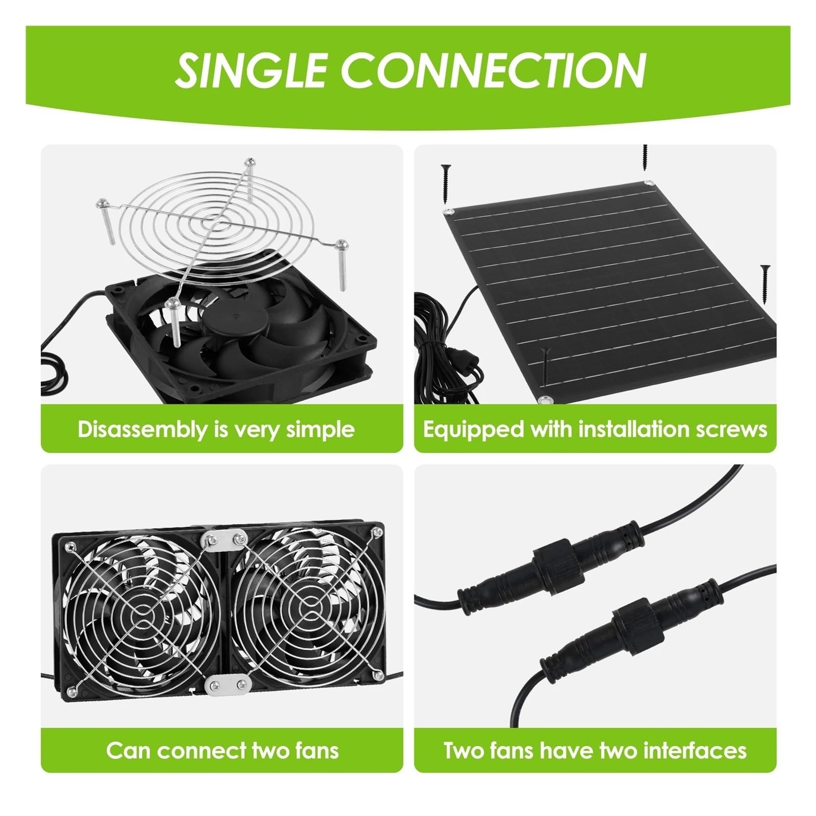 Wentylator Wyciągowy Zasilany Energią Słoneczną 12 V 25 W Wodoodporny Podwójny Do Kempingu, Szklarni, Kuchni, Domku Dla Zwierząt Szybkie ChłOdzenie