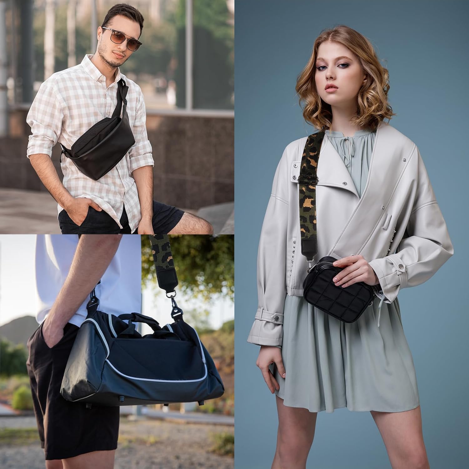 uxcell Wide Shoulder Strap, 2.5cm Adjustable Purse Strap Replacement Crossbody Strap for Shoulder Bag Handbag, Beige, Silver Pull Core Buckle - Image 4