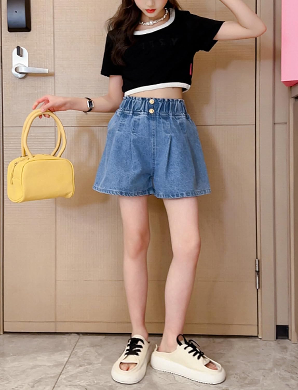 Happy Cherry Baby Girl Summer Denim Shorts Wide Leg Cute Cooling Jeans Hot Pants 1-13Y - Image 3