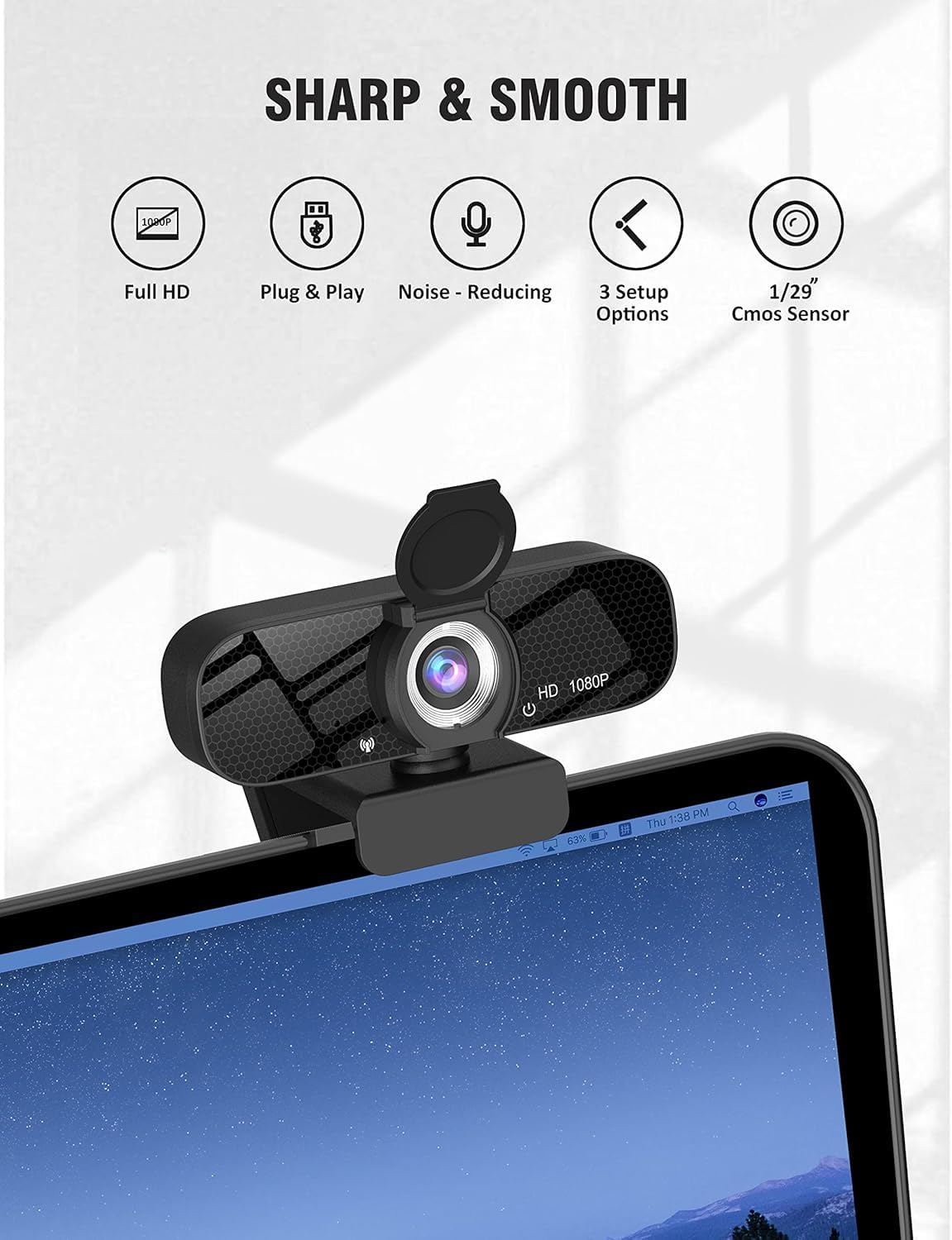 TRAUSI 1080P HD Webcam with Microphone : Amazon.ca: Electronics