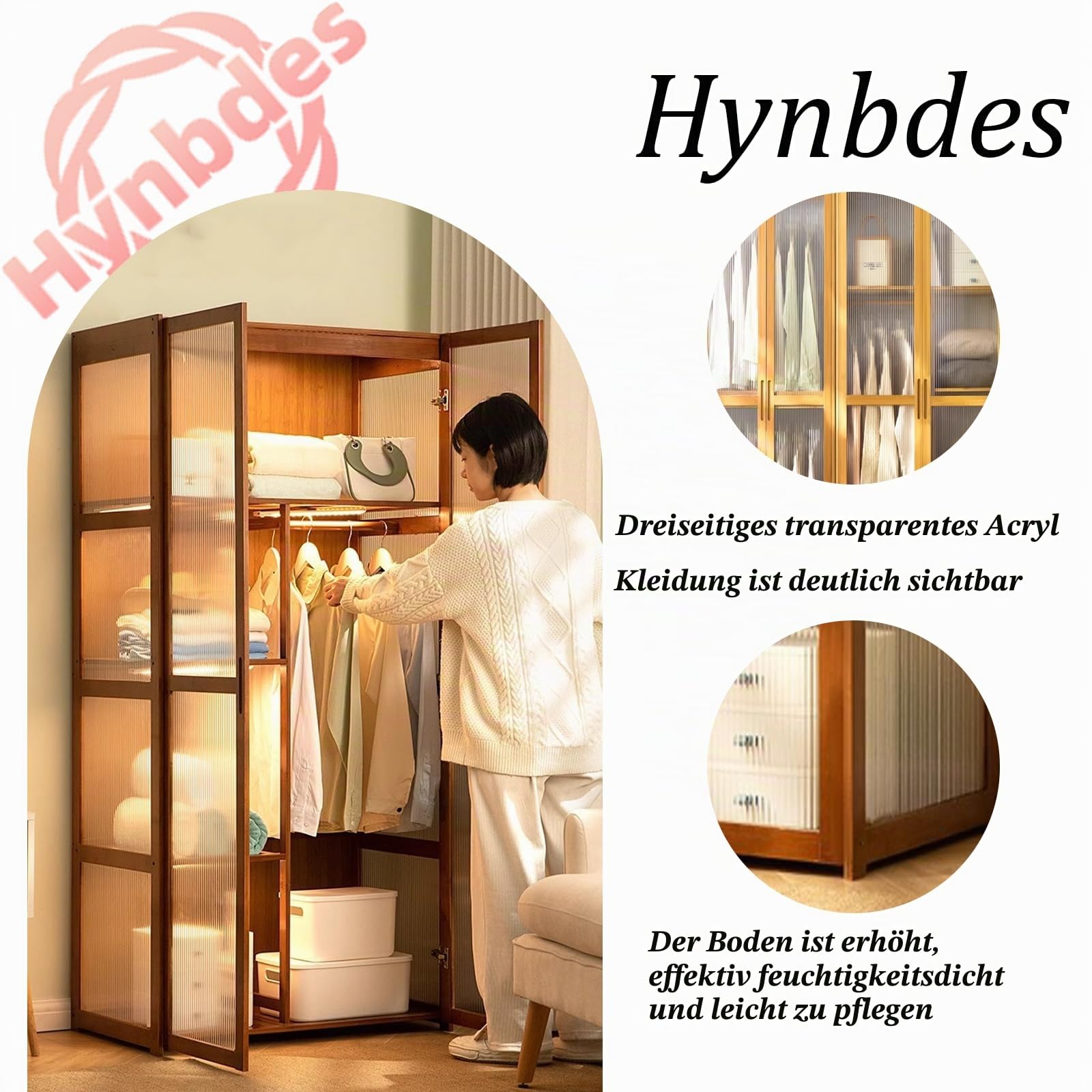 Transparentes Acryl-Garderoben-/Schlafzimmer-Schrank-Aufbewahrungsregal, transparentes Tür-Aufbewahrungsregal für Wohnzimmer/Schlafzimmer, einfach zu montieren-Schwarz64*47 * 170